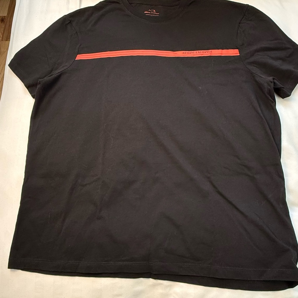 Armani Exchange Black Tee with Red Accent